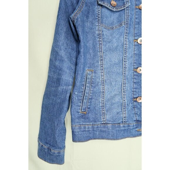 Cavalini Denim Collection Denim Jacket Trucker Distressed Custom Gun Art Small - Picture 4 of 12